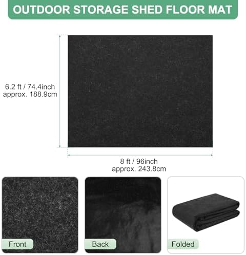 M METERXITY Outdoor Storage Shed Mat, 6.2x8 FT Waterproof Small Shed Flooring Mat for Patio Furniture Floor Protecting from Wear/Liquid/Dust/Oil, Non-Slip Carport Pad [Grey]