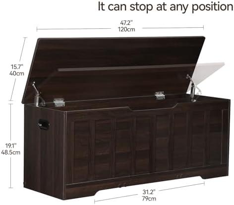VANKILEY 47.2" Storage Chest Extra Large,Wooden Storage Trunk(Espresso)