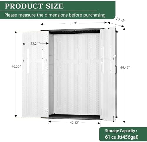 Outdoor Storage Shed Resin Waterproof Storage Cabinet for Patio Garden