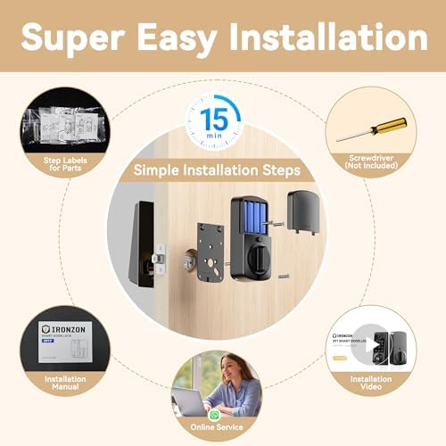 IRONZON 391YS 5-in-1 Keyless Entry Door Lock Smart Deadbolt with Handle