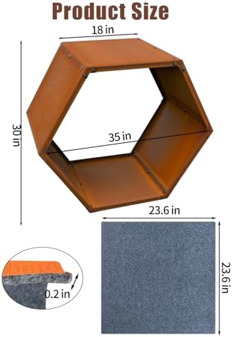 Firewood Rack Outdoor, Corten Steel Hexagon Firewood Holder, Rustic