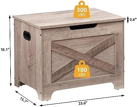 GarveeHome 23.6 in Storage Chest, Wooden Storage Bench with Safety Hinge, Easy Assembly, Large Shoe Bench for Entryway, Living Room, Bedroom