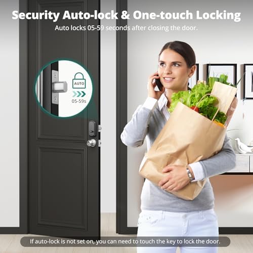 AkaGear DS10 Pro Keyless Entry Door Lock with Fingerprint, Satin Nickel