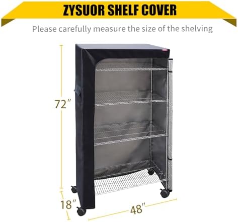 Shelf Dust Covers for Wire Shelving, Fits 48" W x 18" D x 72" H Rack