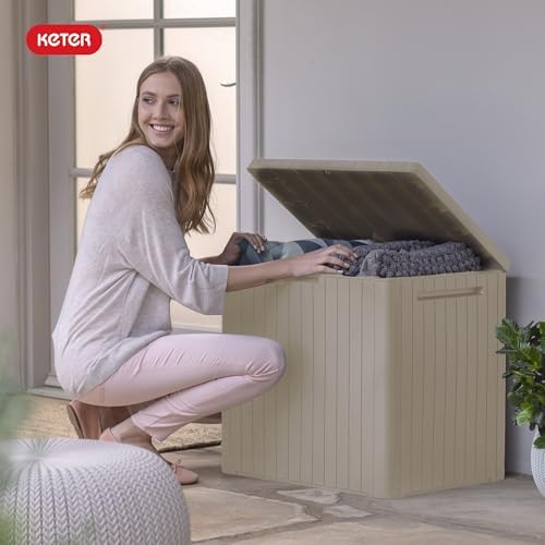 Keter City 30 Gal Outdoor Storage Box and Patio Side Table