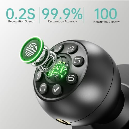 Fingerprint Door Lock with Keypad & Handle | Keyless Entry Smart Biometric Door Knob for Bedroom, Home Office Passcode Lock
