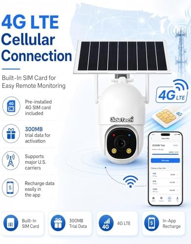 jidetech 3mp 4g lte solar security camera outdoor, view 9