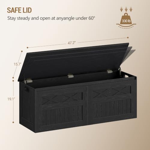 Hzuaneri 47 inches Rustic Storage Chest and Bench | 59 Gal | 330lb Seat