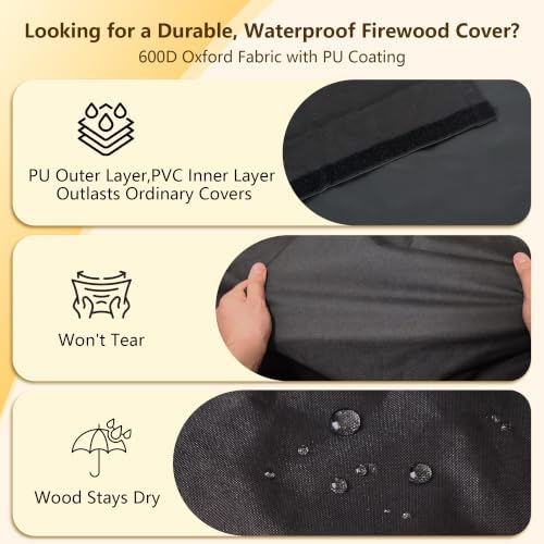 Firewood Cover for 4ft Rack - Waterproof Heavy Duty Outdoor 600D Oxford