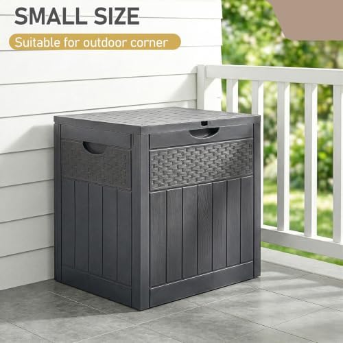 VINGLI 33 Gallon Weatherproof Lockable Outdoor Storage Box (Grey)