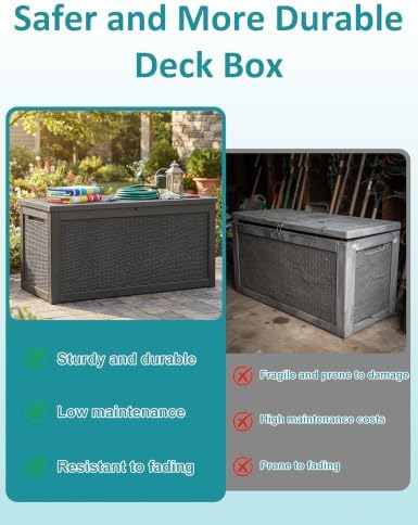 360 Gallon Outdoor Storage Box,Waterproof Patio Organizer, Black
