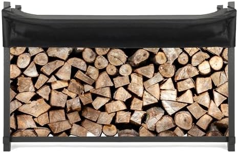 KUAFU 6FT Firewood Rack with Waterproof Cover for Outdoor Indoor Wood Log