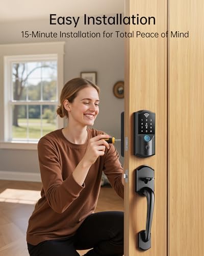 Built-in WiFi Smart Lock for Front Door, Fingerprint Keypad Deadbolt