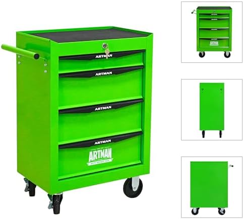 4 Drawer Rolling Tool Chest on Wheels,Multifunctional Mobile Metal Tool Cart,Drawers Rolling Trolley Organizer Tool Storage Box for Repair Shop,Warehouse,Garage,Workshop(4 Drawers-30.5"H-Green)
