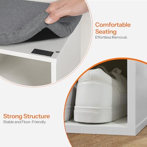 HOOBRO Shoe Storage Bench with Cushion, 39.4" L Entryway Bench