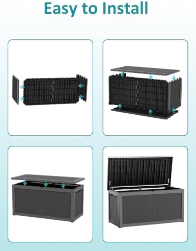 360 Gallon Outdoor Storage Box,Waterproof Patio Organizer, Black
