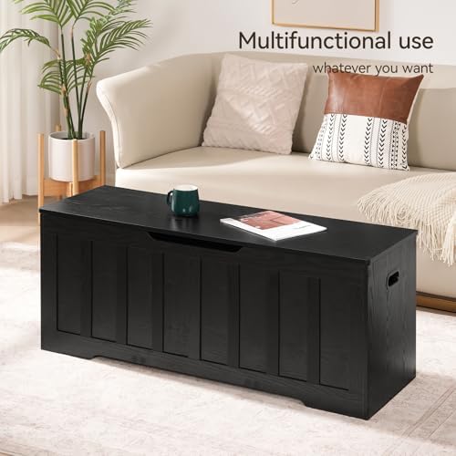 VANKILEY 47.2" Storage Chest Extra Large, Storage Bench(Black)