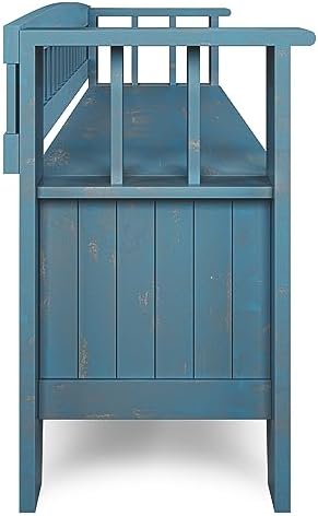 SIMPLIHOME Acadian 48" Wide Solid Wood Storage Bench in Coastal Blue