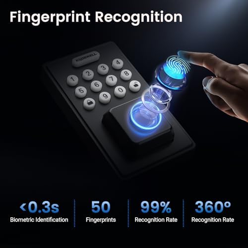 KNOBWELL Smart Lock Deadbolt for Front Door, Fingerprint Keyless Entry Door Lock, Biometric Touch Digital Keypad Deadbolt, Electronic Password Door Locks with Bluetooth and APP Control