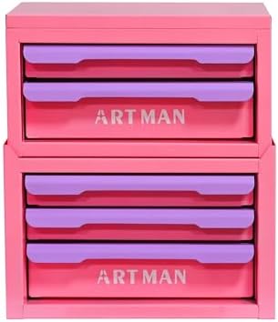5-Drawer Metal Tool Box for DIY, Pink-Purple