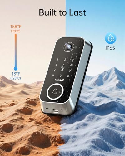 Hornbill Video Smart Lock with Camera: 10-in-1 Ring+2K Camera+Doorbell+Fingerprint Keyless Entry Door Lock, Built-in WiFi Deadbolt(only 2.4G), Two-Way Audio/App Remote Control/PIR, Satin Nickel