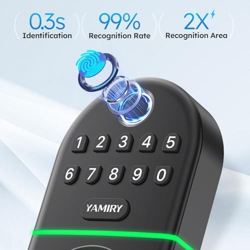 Yamiry Electronic Keypad Deadbolt, Fingerprint Door Lock,Keyless Entry Digital Lock for Front Door, Smart Deadbolt,Easy Installation