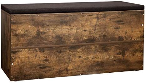 VASAGLE CUSTOS Collection - Shoe Bench, Storage Bench with Padded Seat, Entryway Bench with 10 Compartments, for Bedroom, 11.8 x 40.9 x 18.9 Inches, Rustic Brown and Chestnut Brown ULHS010X01