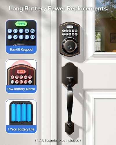 TEEHO TK001H Keyless Entry Door Lock Set for Front Door, Oil-Rubbed Bronze