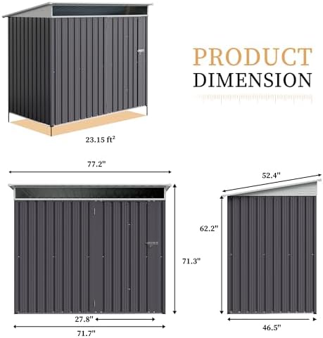 Vongrasig Outdoor Storage Shed, 6 x 4 FT Outside Metal Garden Shed with Window and Lockable Door, Waterproof Tool Shed for Backyard Patio, Lawn and Garden (Dark Gray)