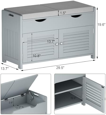 ChooChoo Shoe Storage Bench with Lift Top Storage & Cushioned Seats