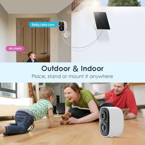 gmk 2 pack solar camera system, security cameras, front angle view