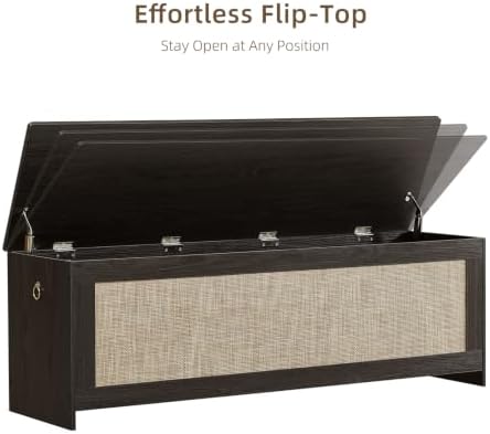 55.1"Storage Chest extra large,Rattan storage bench(Obsidian Black)