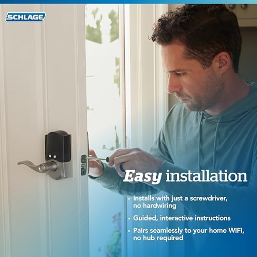 Schlage Encode Smart WiFi Lock, Lever Handle, Century Trim, Matte Black