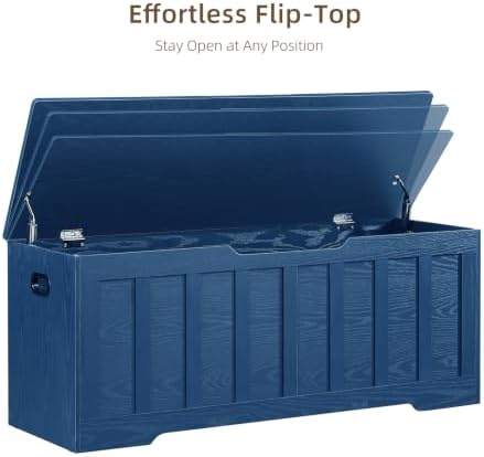 VANKILEY 47.2" Storage Chest Extra Large, Wooden Storage Bench(Blue)