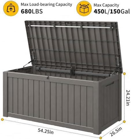 KAMABOKO Outdoor Storage Box, 150 Gallon Deck Box Outdoor Waterproof