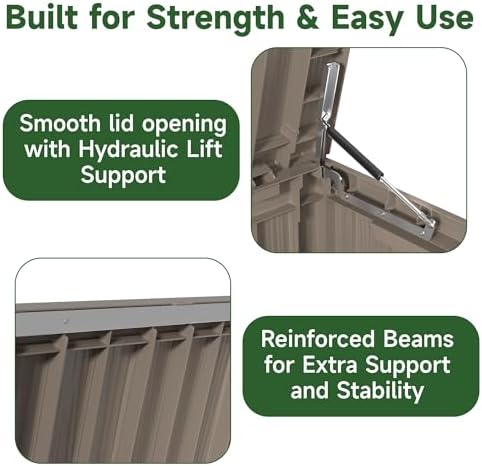125Gal Outdoor Storage Box, Lockable Deck Box