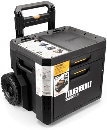 ToughBuilt StackTech 2 Drawer Rolling Locking Tool Box, 240 lb Capacity