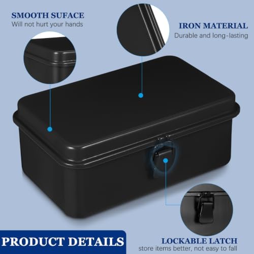 DOITOOL Metal Tool Boxes, 2 Pcs Portable Mini Storage Cases with Latches