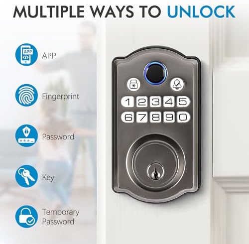 Keypad Smart Deadbolt Lock Set with 2 Lever Handles,5-in-1 Control