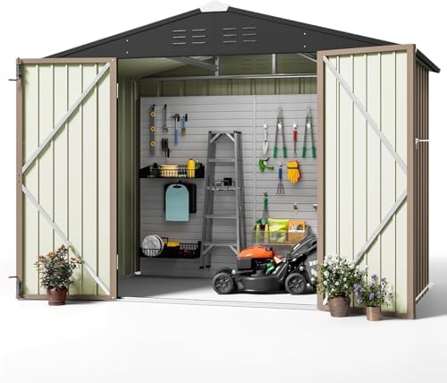 Greesum 8x6FT Outdoor Storage Shed, Brown