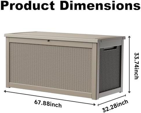 310 Gallon Lockable Outdoor Storage Box – Waterproof Resin Deck Box for Patio Furniture, Garden Tools, Pool Accessories (Gray)