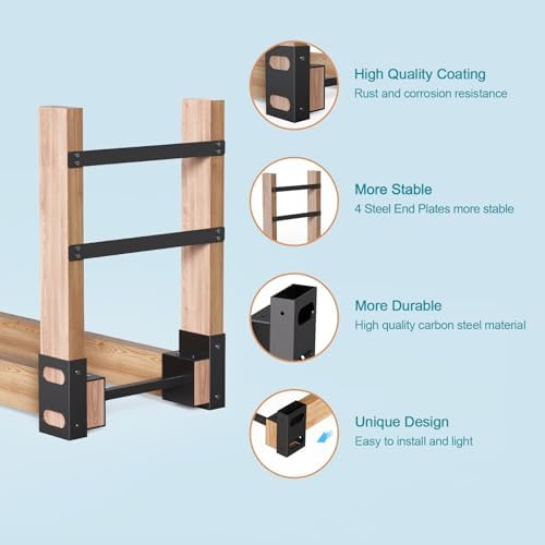 Eibikdi Firewood Rack Outdoor, Black, Set of 4