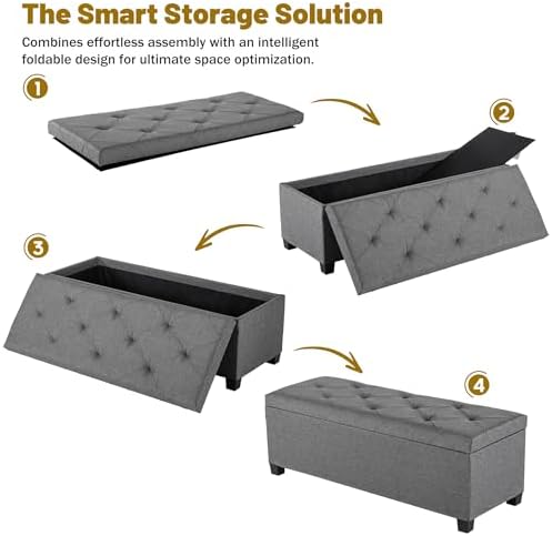 DUMOS Storage Ottoman Bench, 43.3 Inch End of Bed Bench for Living Room