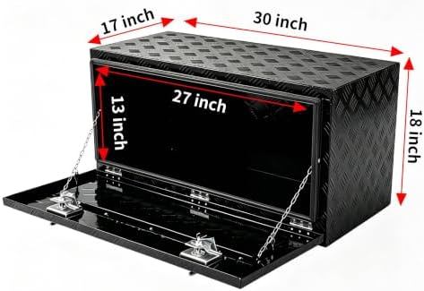 30 Inch Full Weld Aluminum Underbody Tool Box, Dual Anti-Pry Lock, Water Resistant, Anti-Deformation, Lockable Under Mount Large Storage Chest for Pickup Truck, Trailer, RV, ATV