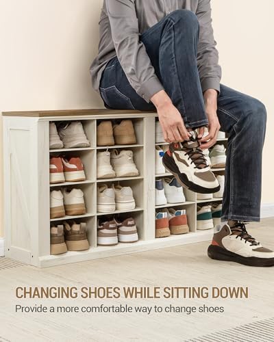 Hzuaneri Shoe Storage Bench, Wooden Entryway Shoe Benches with Cubby