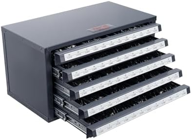 VEVOR Drill Bit Dispenser Cabinet, Five-Drawer Drill Bit Dispenser, 60-Compartment Drill Bit Organizer Cabinet, Drill Dispenser Organizer Cabinet Holder for Jobber Length Wire Gauge Sizes 1 to 60