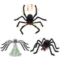 3 Pack 34" Halloween Animatronic Spiders Decor, Jumping Wriggling Climbing