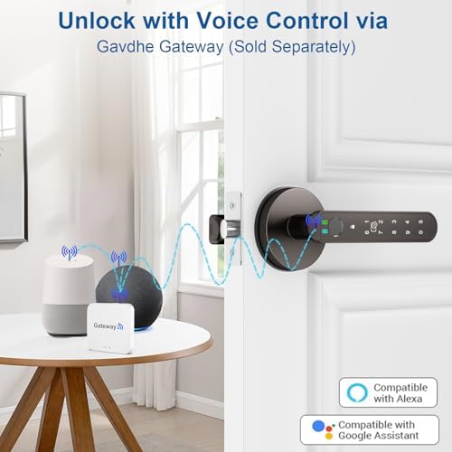 Fingerprint Door Lock, Smart Biometric Door Knob with App, Black