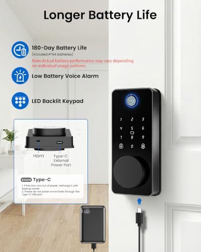 Keyless Entry Door Lock, Fingerprint Smart Deadbolt Lock
