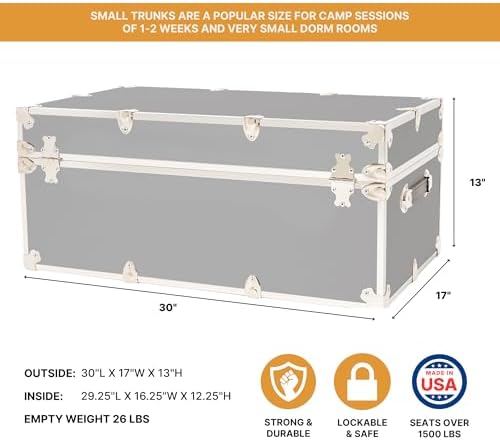 Rhino Classic Camp & College Trunk with Wheels, Footlocker, Dorm Storage